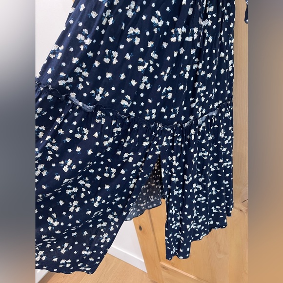 Navy floral ruffle trim midi dress - Picture 5 of 10